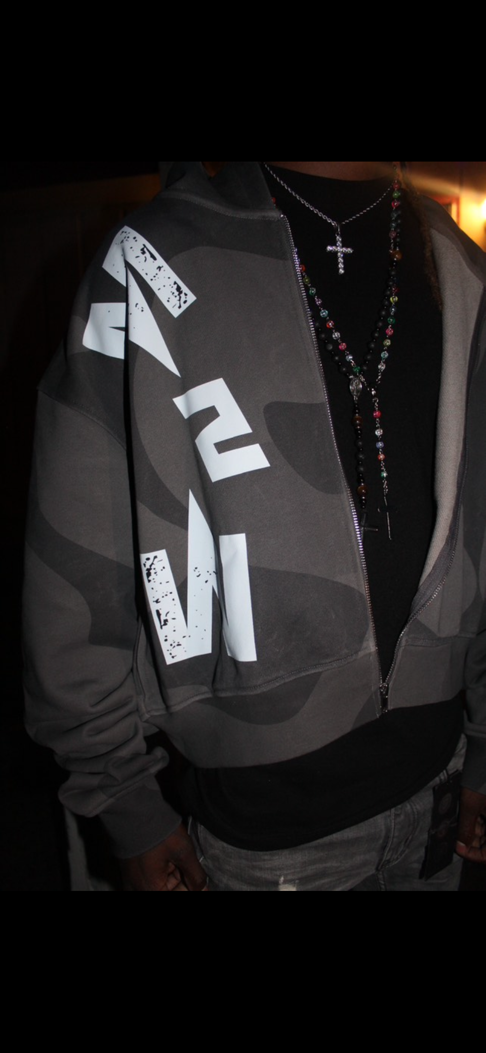 Camo “M2W” cropped hoodie